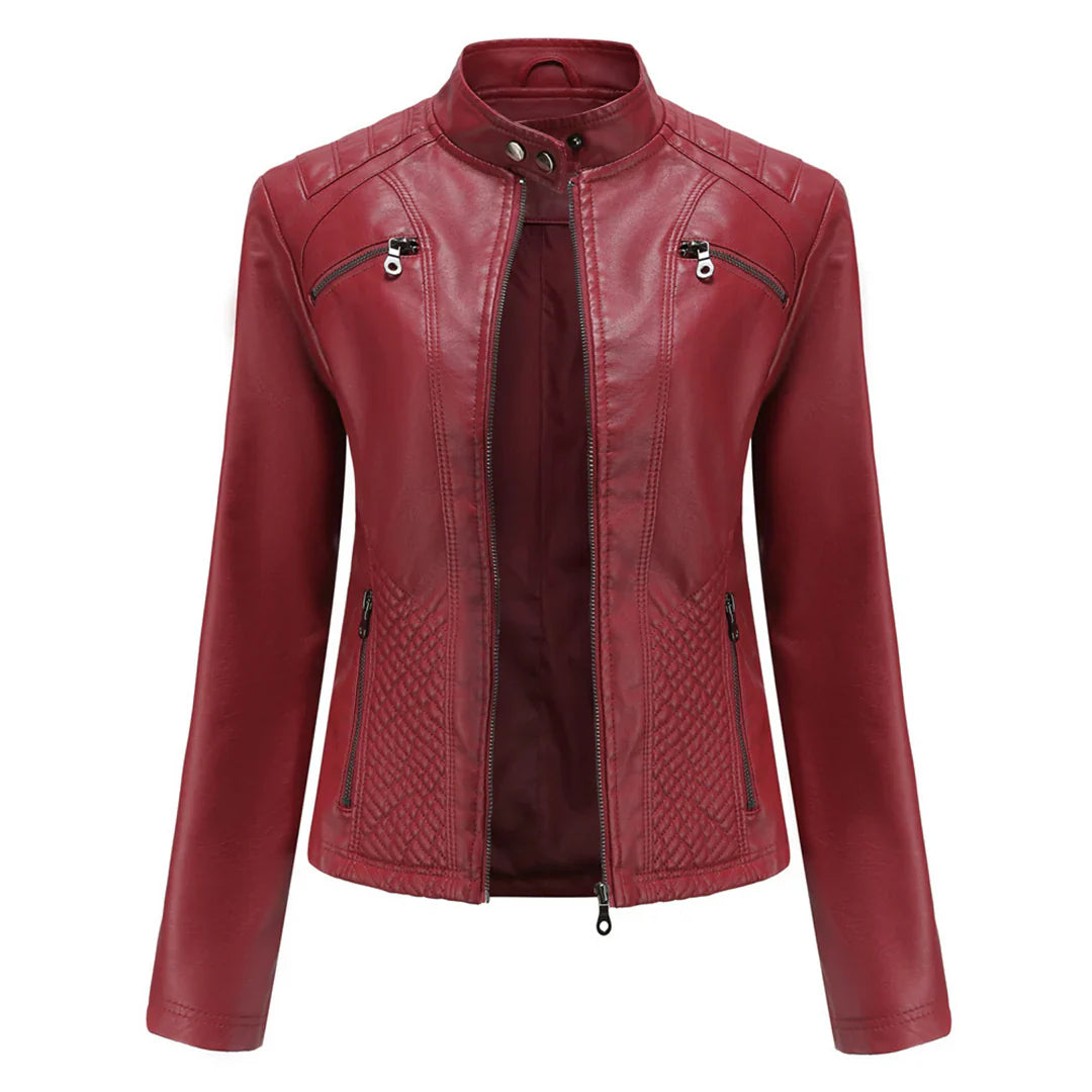 Faux Leather Biker Jacket for Women