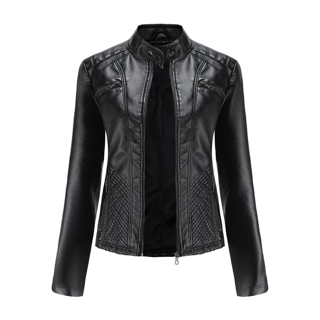 Faux Leather Biker Jacket for Women