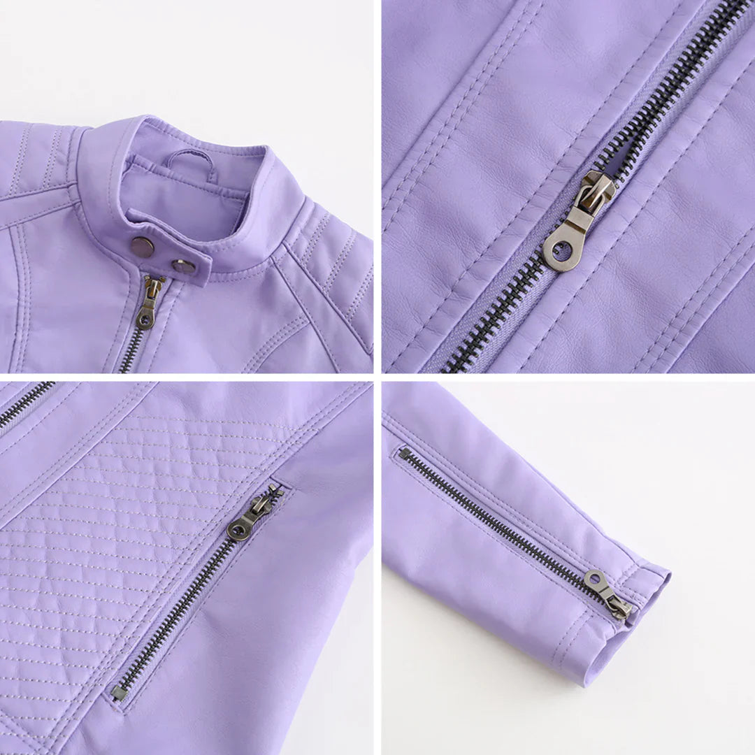 Faux Leather Biker Jacket for Women