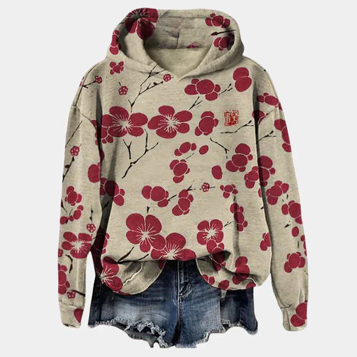 Casual Hoodie with Koi Art Print for Women
