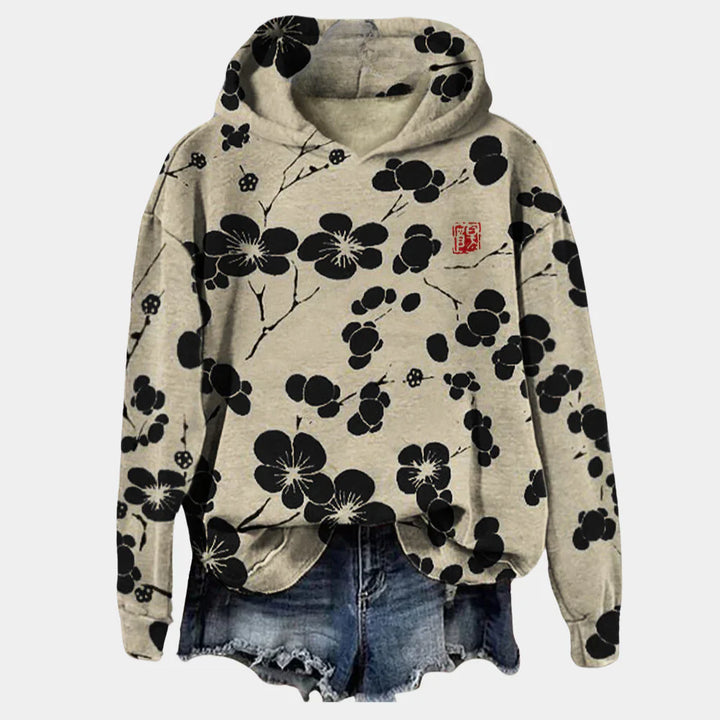 Casual Hoodie with Koi Art Print for Women