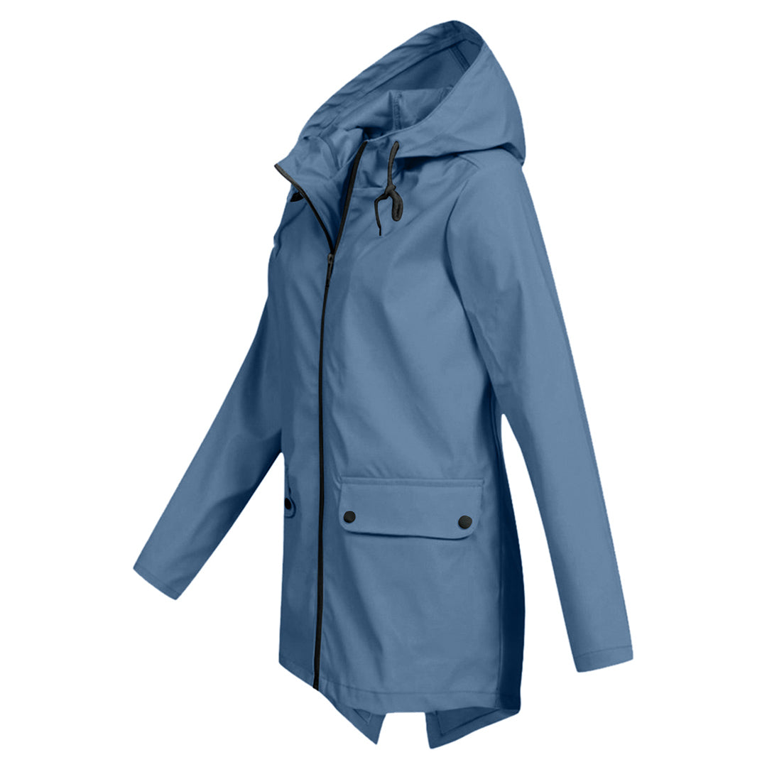 water-resistant Women's Mid-Length Jacket with Zipper