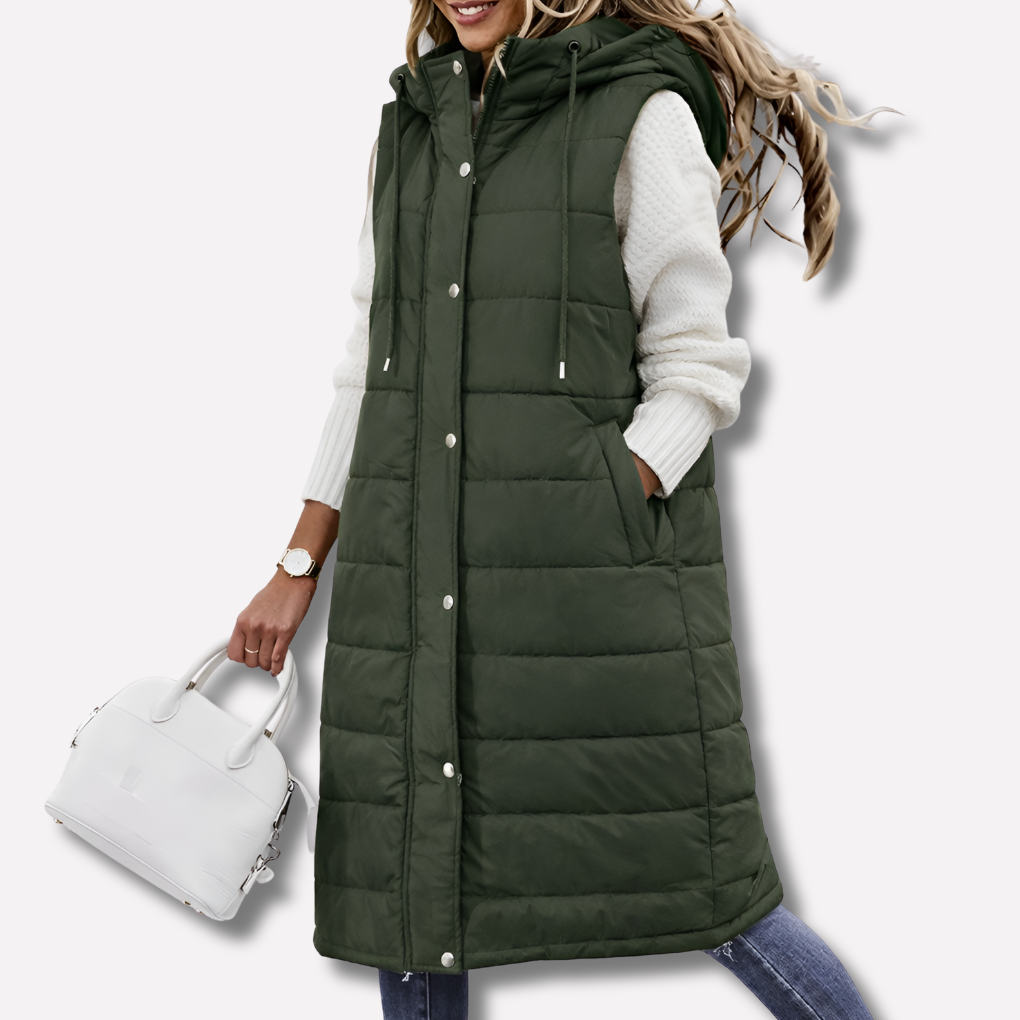 Women’s Long Hooded Bodywarmer