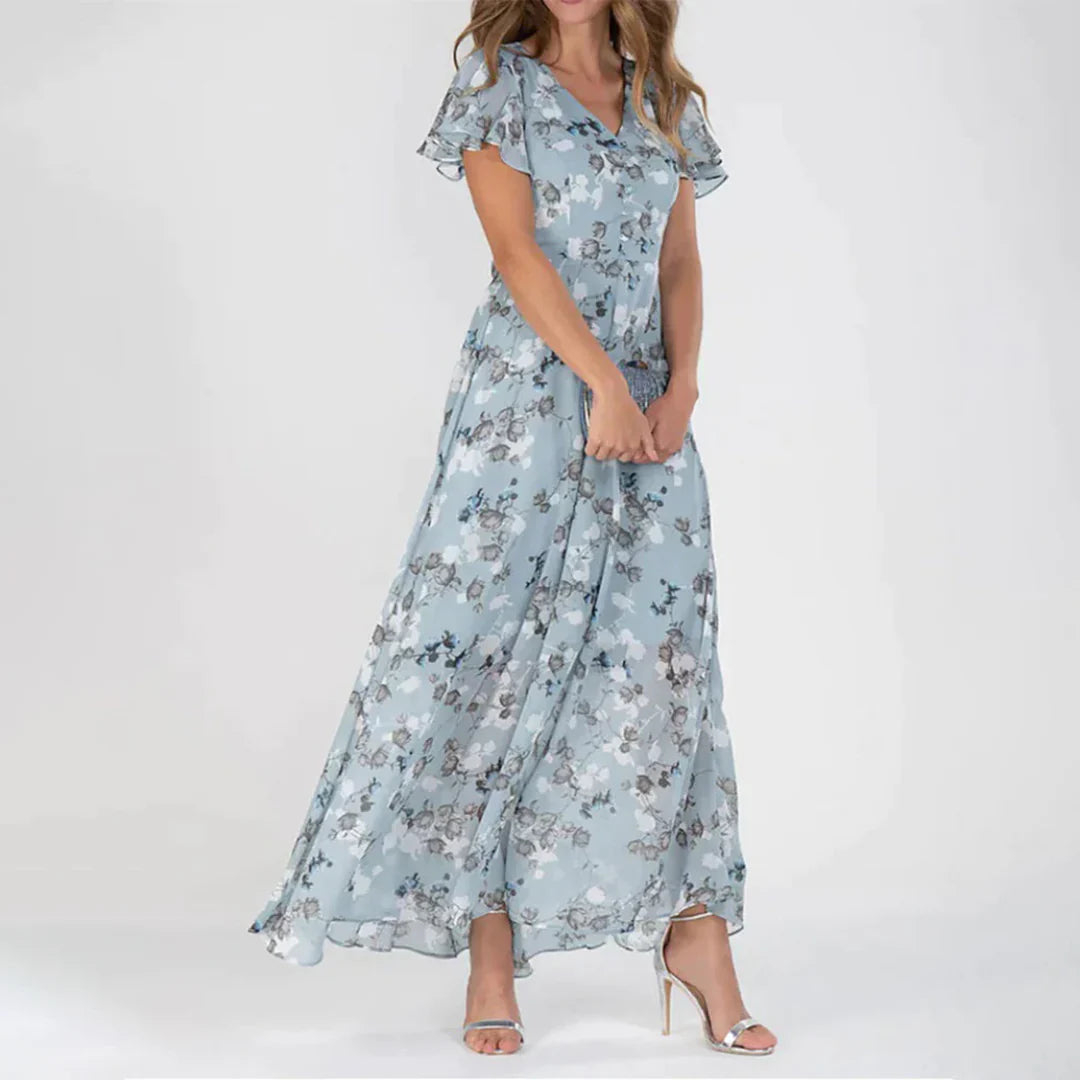 Vintage Floral Print Maxi Dress – Romantic and Feminine