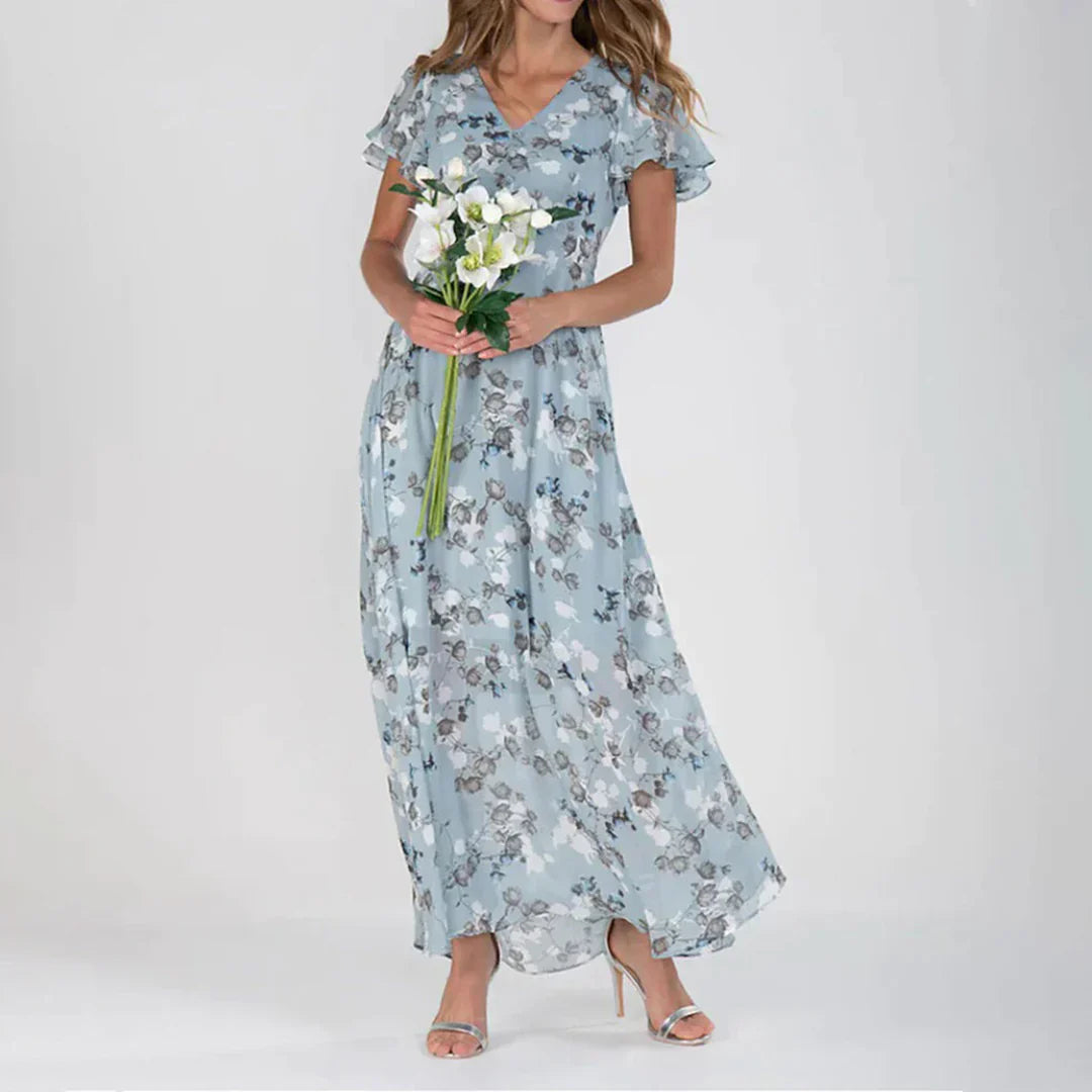 Vintage Floral Print Maxi Dress – Romantic and Feminine