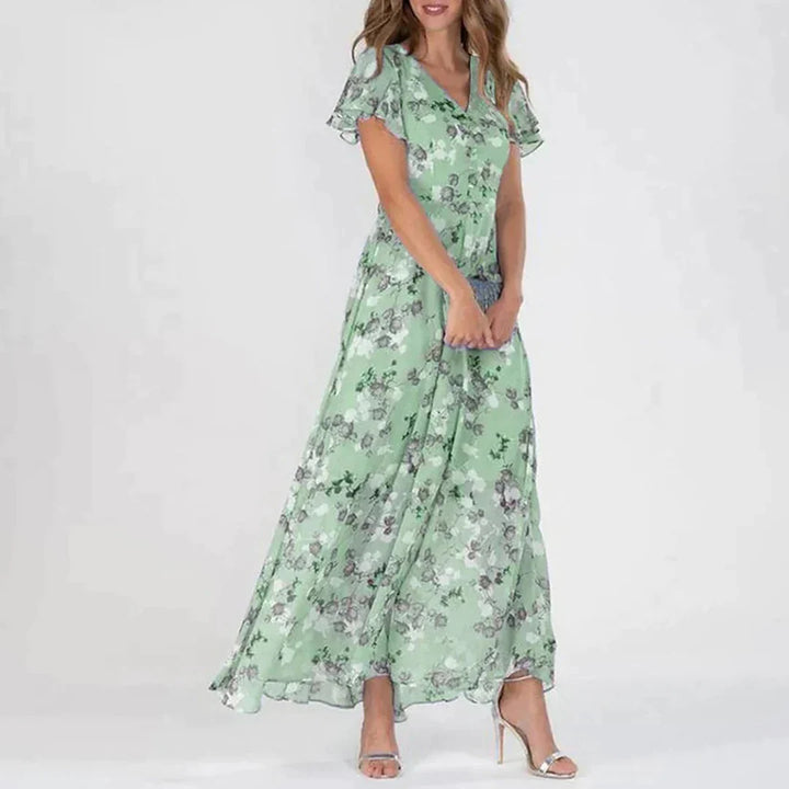 Vintage Floral Print Maxi Dress – Romantic and Feminine