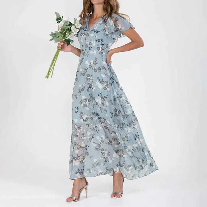 Vintage Floral Print Maxi Dress – Romantic and Feminine