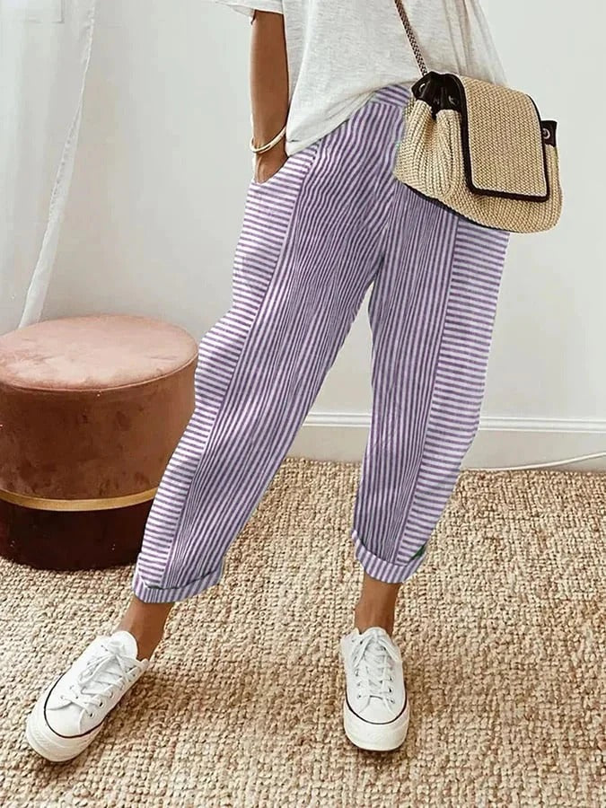Striped Cotton Trousers – Comfort and Style for the Modern Woman