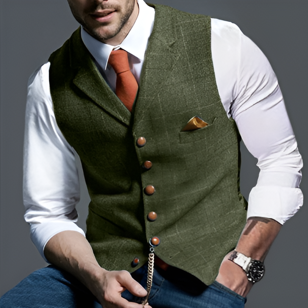 Classic Formal Vest with Notched Lapel and Button Closure