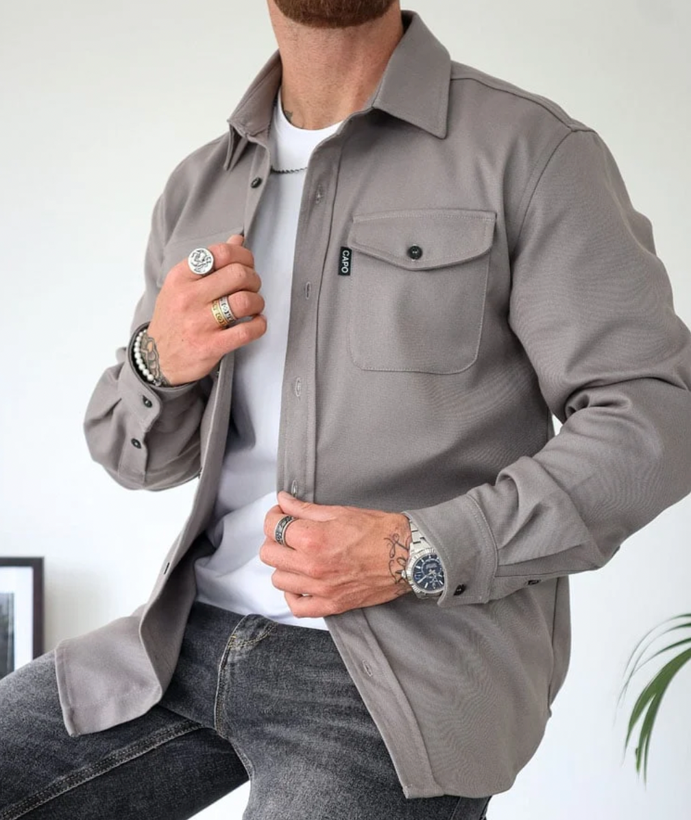 Men's Long-sleeved shirt with Men's Long-Sleeve Shirt with Pockets