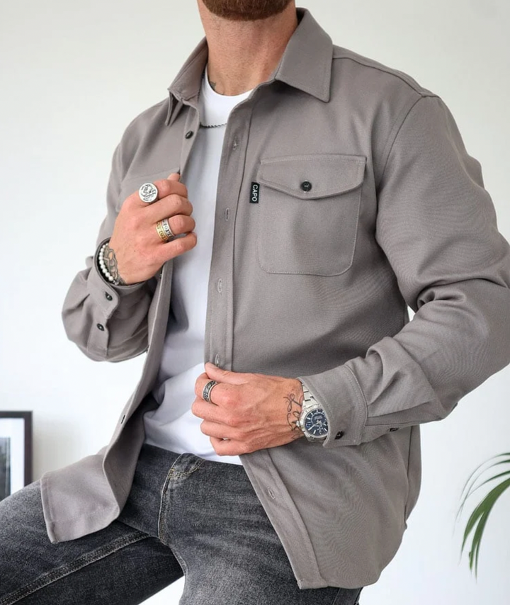 Men's Long-sleeved shirt with Men's Long-Sleeve Shirt with Pockets