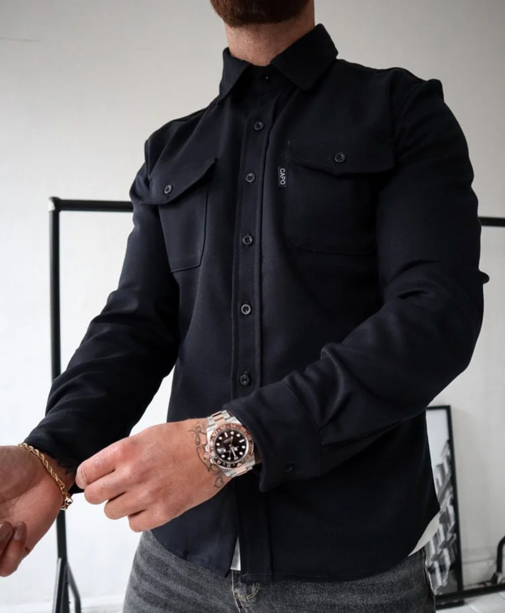 Men's Long-sleeved shirt with Men's Long-Sleeve Shirt with Pockets