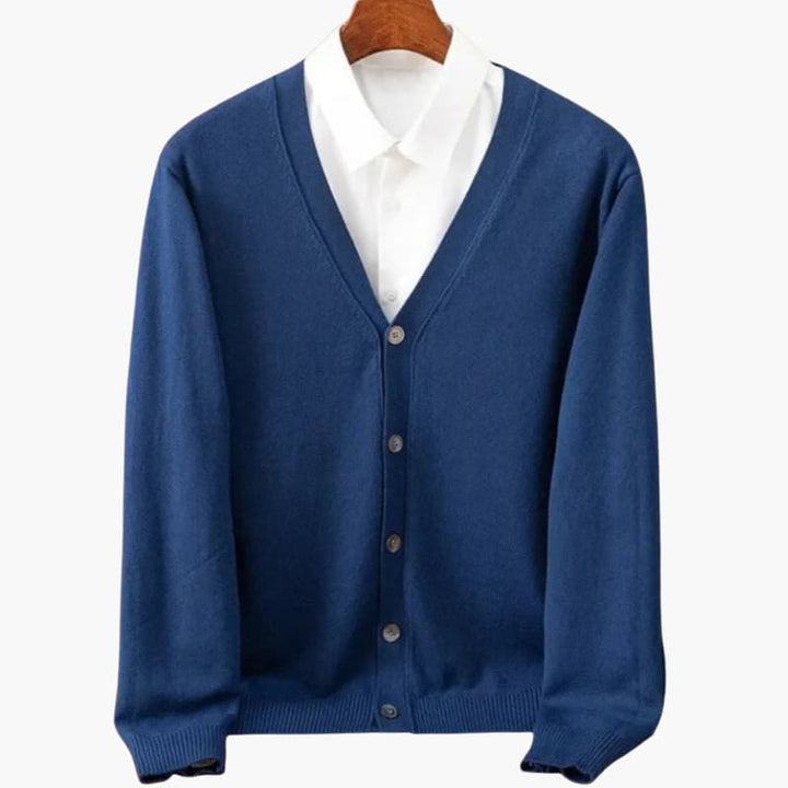 Men’s V-Neck Button-Front Cardigan – Classic Knit Layer