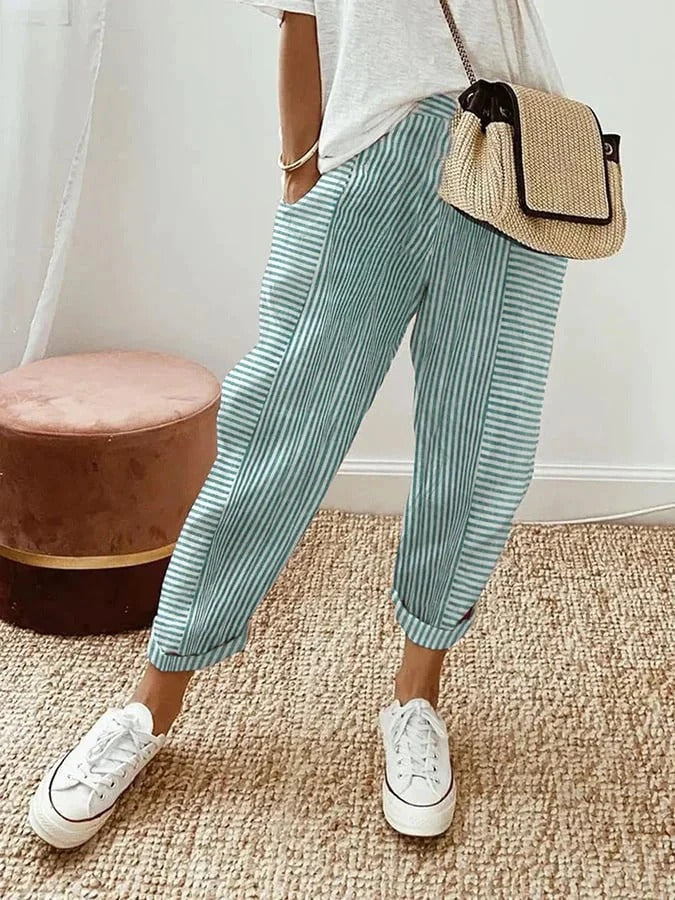 Striped Cotton Trousers – Comfort and Style for the Modern Woman