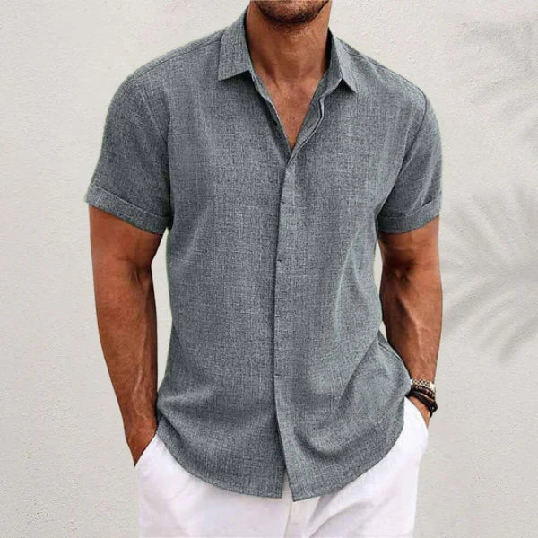 Men’s Cotton-Linen Short-Sleeved Shirt – Refined Style for Any Occasion