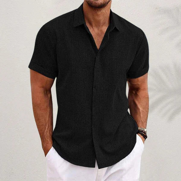 Men’s Cotton-Linen Short-Sleeved Shirt – Refined Style for Any Occasion