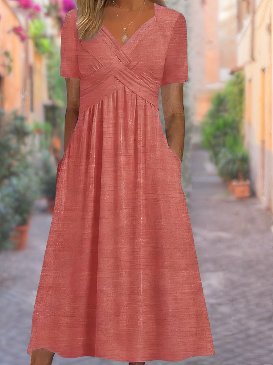 Stylish summer dress with a V-neck - Comfortable and airy