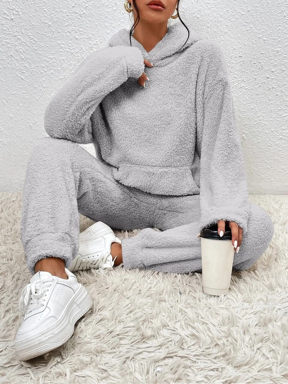 Ultra-Comfortable Teddy Lounge Set with Hoodie
