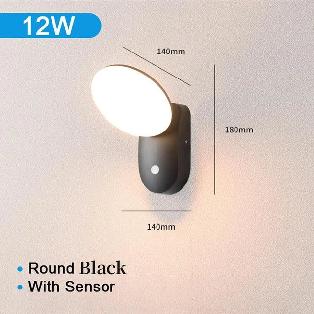 Waterproof Outdoor Wall Light with PIR Motion Sensor (12W)