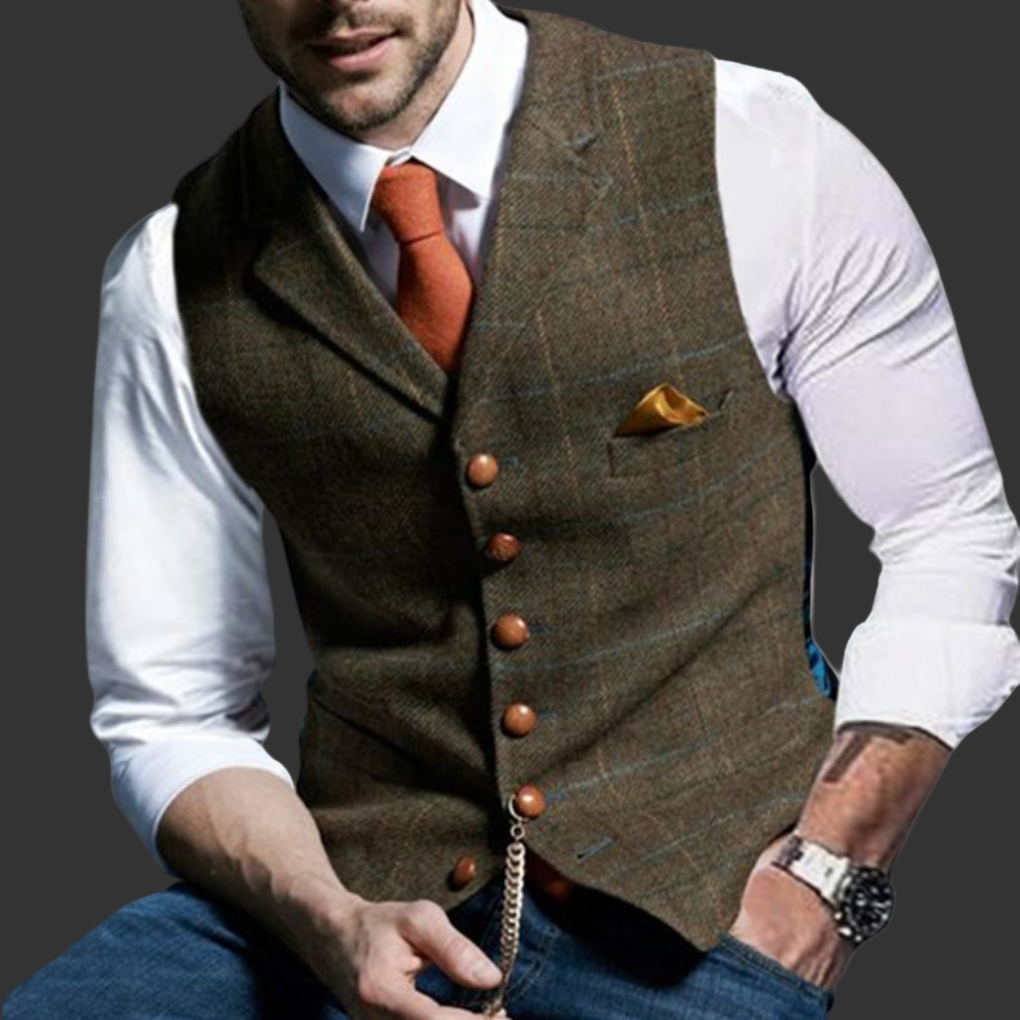 Classic Formal Vest with Notched Lapel and Button Closure