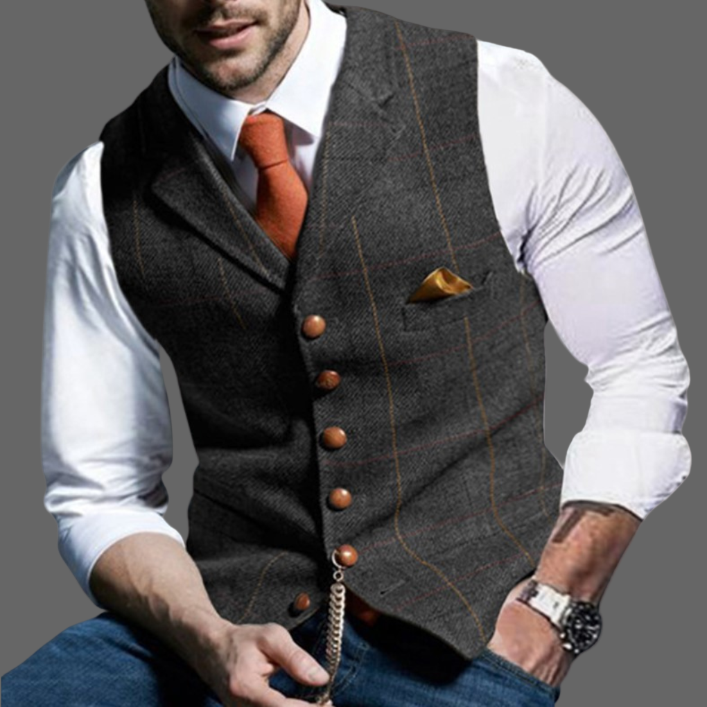 Classic Formal Vest with Notched Lapel and Button Closure