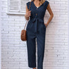 V-Neck Short Sleeve Jumpsuit for Women
