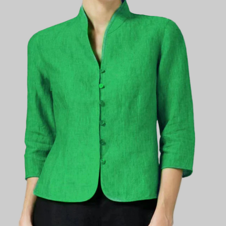 Women’s Stand-Collar Blouse – Chic Details with Versatile Flair