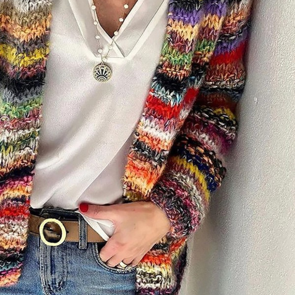 Women’s Stripe-Print Long-Sleeve Cardigan