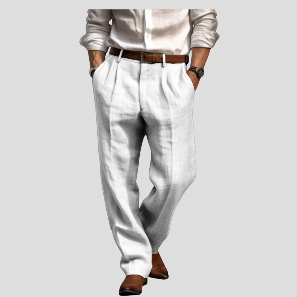 Men’s Pleated Linen Trousers – Refined Style with Casual Edge