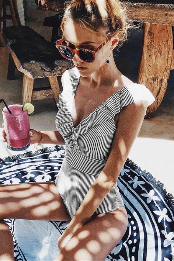 Retro Striped Swimsuit