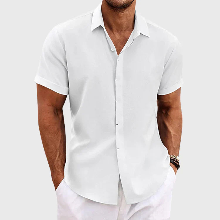 Men’s Cotton-Linen Short-Sleeved Shirt – Refined Style for Any Occasion