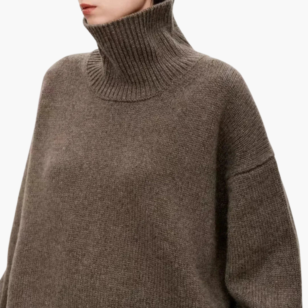 Women’s Oversized High-Neck Sweater – Relaxed Knit Layer
