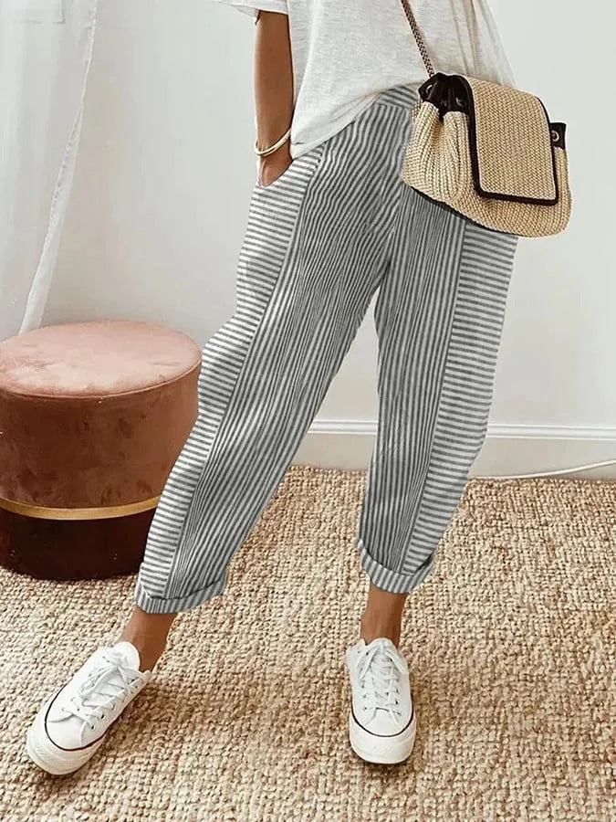 Striped Cotton Trousers – Comfort and Style for the Modern Woman