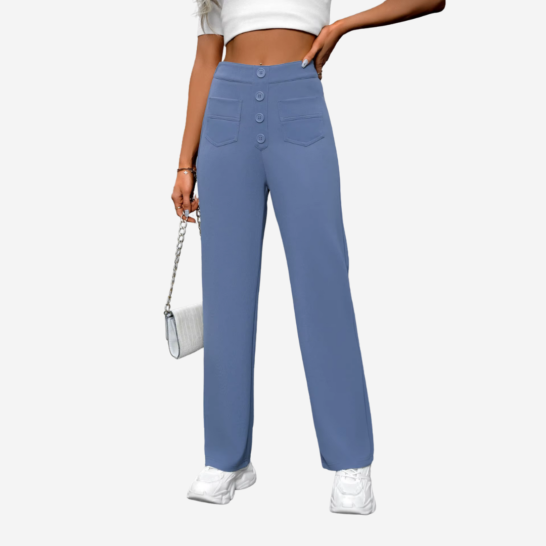 Casual Straight Pants with High Waist
