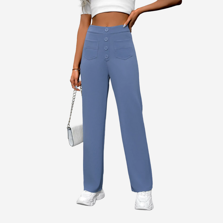 Casual Straight Pants with High Waist