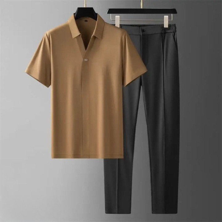 Luxury Two-Piece Set Polo and Trousers Summer Changing Season Men