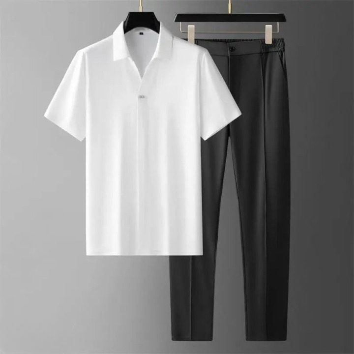 Luxury Two-Piece Set Polo and Trousers Summer Changing Season Men