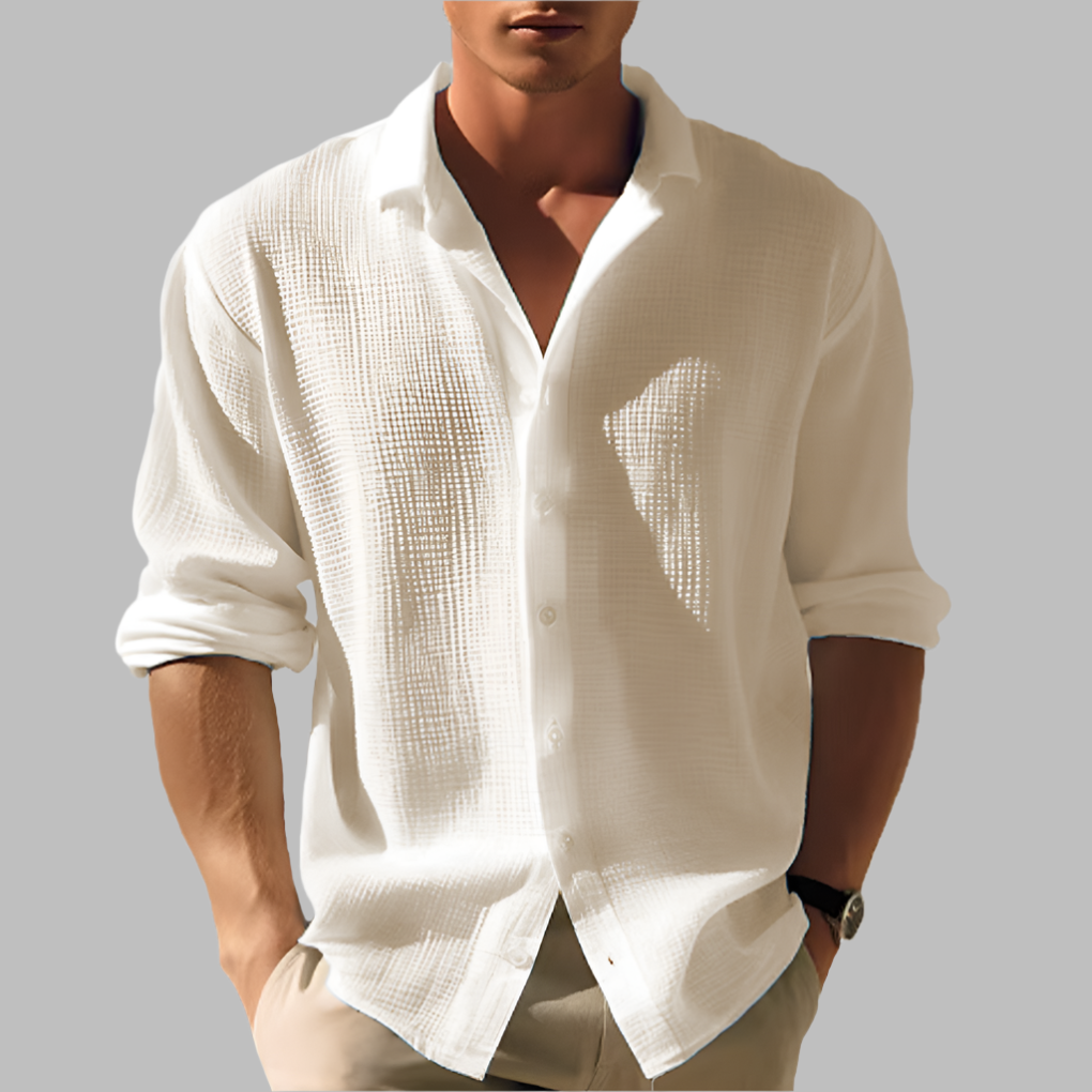 Lightweight Men’s Solid Color Cotton Linen Shirt