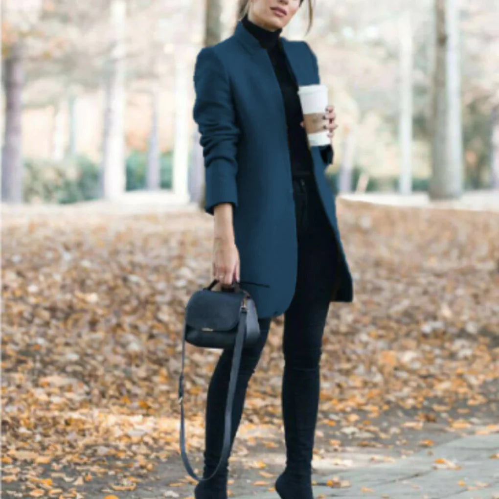 Women’s Stand-Collar Winter Coat  – Elegant Over-Layer with Classic Warmth