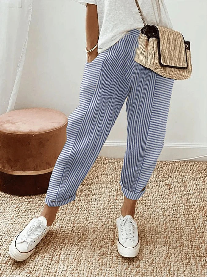 Striped Cotton Trousers – Comfort and Style for the Modern Woman