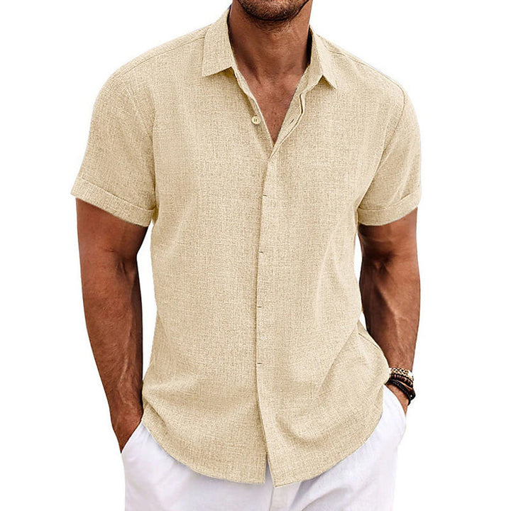 Men’s Cotton-Linen Short-Sleeved Shirt – Refined Style for Any Occasion
