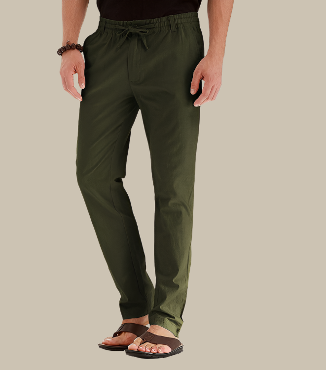 Men’s Casual Loose Fit Summer Trousers with Elastic Waist