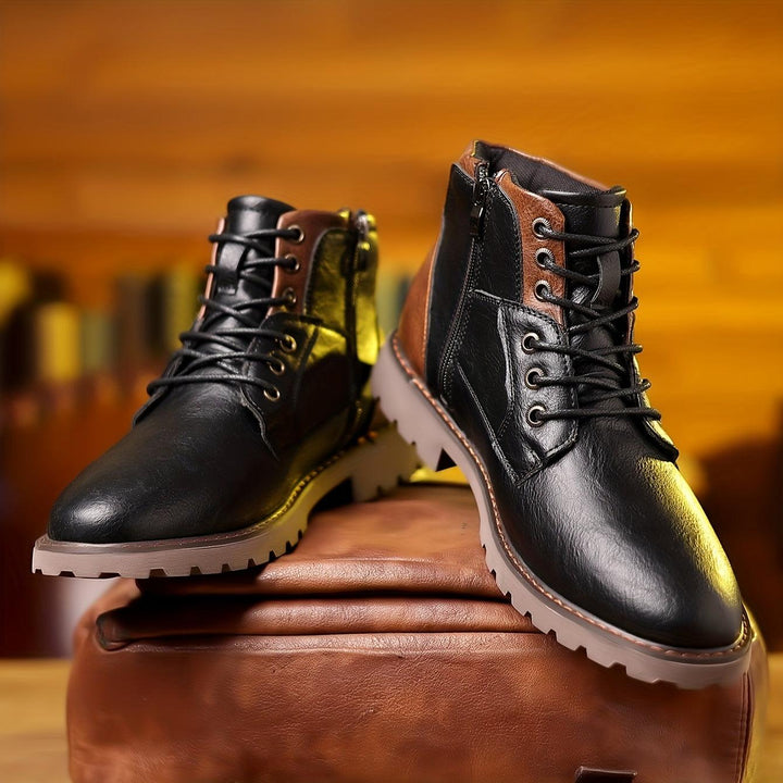 Men's Leather Zipper Dress Boots Sleek & Durable